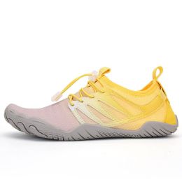 Unisex Hot Fitness Sneaker Cross-Training Crossfit Shoes High Quality Soft Comfortable Breathable Mesh Tennis Yoga Gym Treadmill - Yellow gray - 45