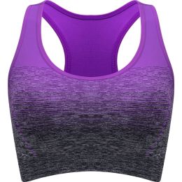 1pc/2pcs/3pcsMedium Support Two Tone Racer Back Sports Bra, Fitness Workout Running Yoga Bra - Purple - XL(12)
