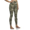 Women's High Waisted Yoga Pants 7/8 Length Leggings with Pockets - Camouflage green - X-Large