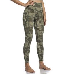 Women's High Waisted Yoga Pants 7/8 Length Leggings with Pockets - Camouflage green - X-Large