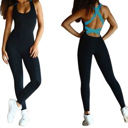 Women  Sports YOGA Workout Gym Fitness Jumpsuit - Blue - XXL