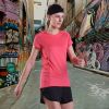 Women's Short Sleeve Workout Shirts Crewneck Sports Yoga Running Dry Fit Tops - Coral - 8