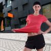 Women's Short Sleeve Workout Shirts Crewneck Sports Yoga Running Dry Fit Tops - Coral - 8