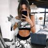 Women's Fashion Summer Sleeveless Slim Print Sports Yoga Set - Black - M