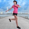 Women's Short Sleeve Workout Shirts Crewneck Sports Yoga Running Dry Fit Tops - Pink Stripes - 16