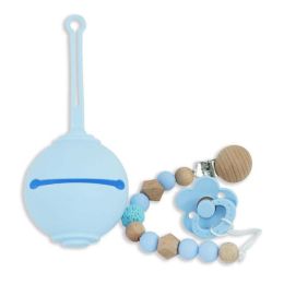 Wholesale Colorful Baby Silicone Pacifier Set (Color: Baby Blue B)