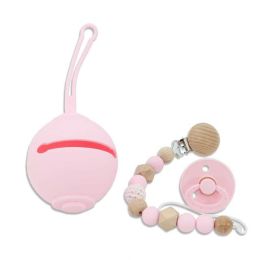 Wholesale Colorful Baby Silicone Pacifier Set (Color: Pink A)