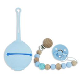 Wholesale Colorful Baby Silicone Pacifier Set (Color: Baby Blue A)