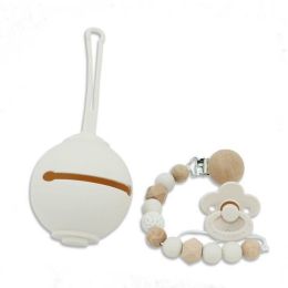 Wholesale Colorful Baby Silicone Pacifier Set (Color: Beige B)