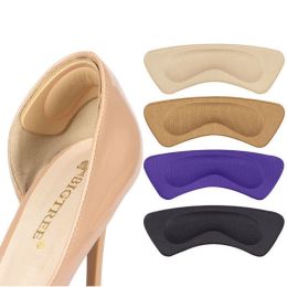 2 Pairs Heel Insoles Patch Pain Relief Anti-wear Shoe Cushion Pads Feet Care Heel Protector Adhesive Back Sticker Shoes Insert (Color: Black, size: 2 pairs)