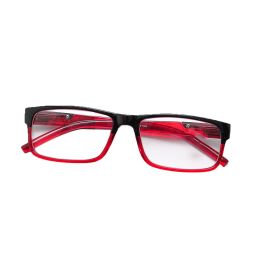 Middle-aged and elderly Comfortable Square Stylish High Definition Reading Glasses (number of degrees: 350, Color: black+red)
