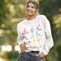 Yoga Theme Crewneck Sweatshirt (Color: White, size: XL)