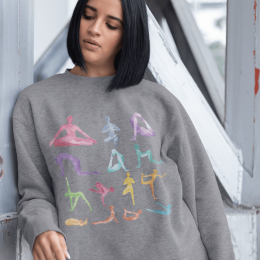 Yoga Theme Crewneck Sweatshirt (Color: Gray, size: medium)